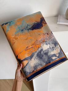 1條女式秋冬季假羊絨復古油畫提花圍巾,加厚保暖,多用途披肩,適合日常使用 - 彩色 - 查看 5