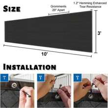 2pcs LOVE STORY Balcony Privacy Screen 3'X10' (0.9x3m) UV Protection Fence Weather-Resistant Cover Mesh Windscreen For Deck, Patio, Backyard, Outdoor Pool, Porch, Railing, Decor - Black - View 4