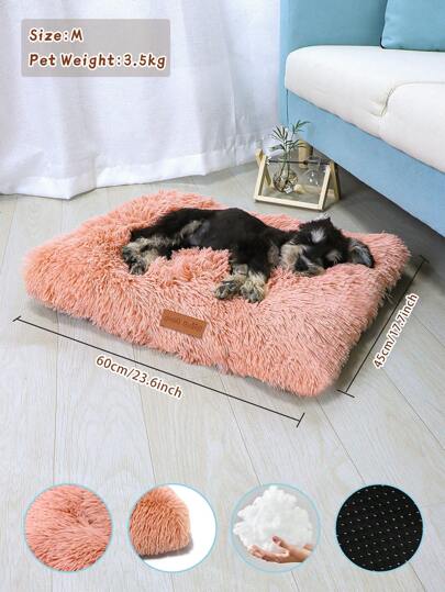 1PC Washable Plush Pet Crate Bed For Dog Anti-Slip Pet Mat Bed For Cat Fluffy Comfy Pet Sleeping Mat For Large, Jumbo, Medium, Small Dogs Breeds