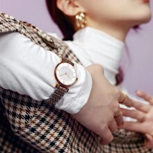 1入組dk Swiss品牌女士手錶星光璀璨,玫瑰金色不鏽鋼表帶時尚復古奢華防水石英手錶,適合日常佩戴,經典百搭 - 玫瑰金 - 查看 4