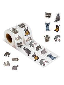 500PCS Cute Cartoon Raccoons Stickers Roll Vinyl Stickers For Scrapbook,Journaling,Laptop,Bumper,Skateboard,Water Bottles,Computer,Phone,Cartoon Stickers Roll Back To School