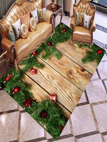 1 Pieza Alfombra De Área Con Patrón De Tablas De Navidad - Multicolor - Ver 2