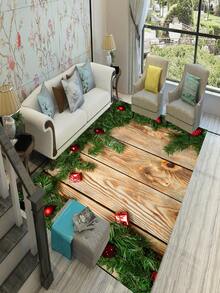 1 Pieza Alfombra De Área Con Patrón De Tablas De Navidad - Multicolor - Ver 5