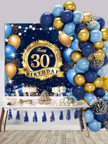 55 件/套藍色金色氣球三十歲生日背景氣球鏈套裝,完美裝飾室內外 30 歲生日派對房間牆壁背景,裝飾氣球拱門套件,營造美麗氛圍 - 藍金色 - 查看 2