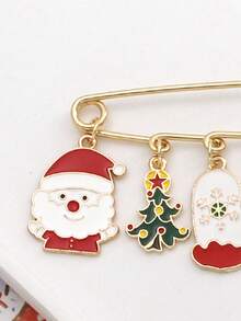 1個聖誕老人卡通造型胸針,衣飾配飾,節慶胸針,聖誕禮物,適合於聖誕節