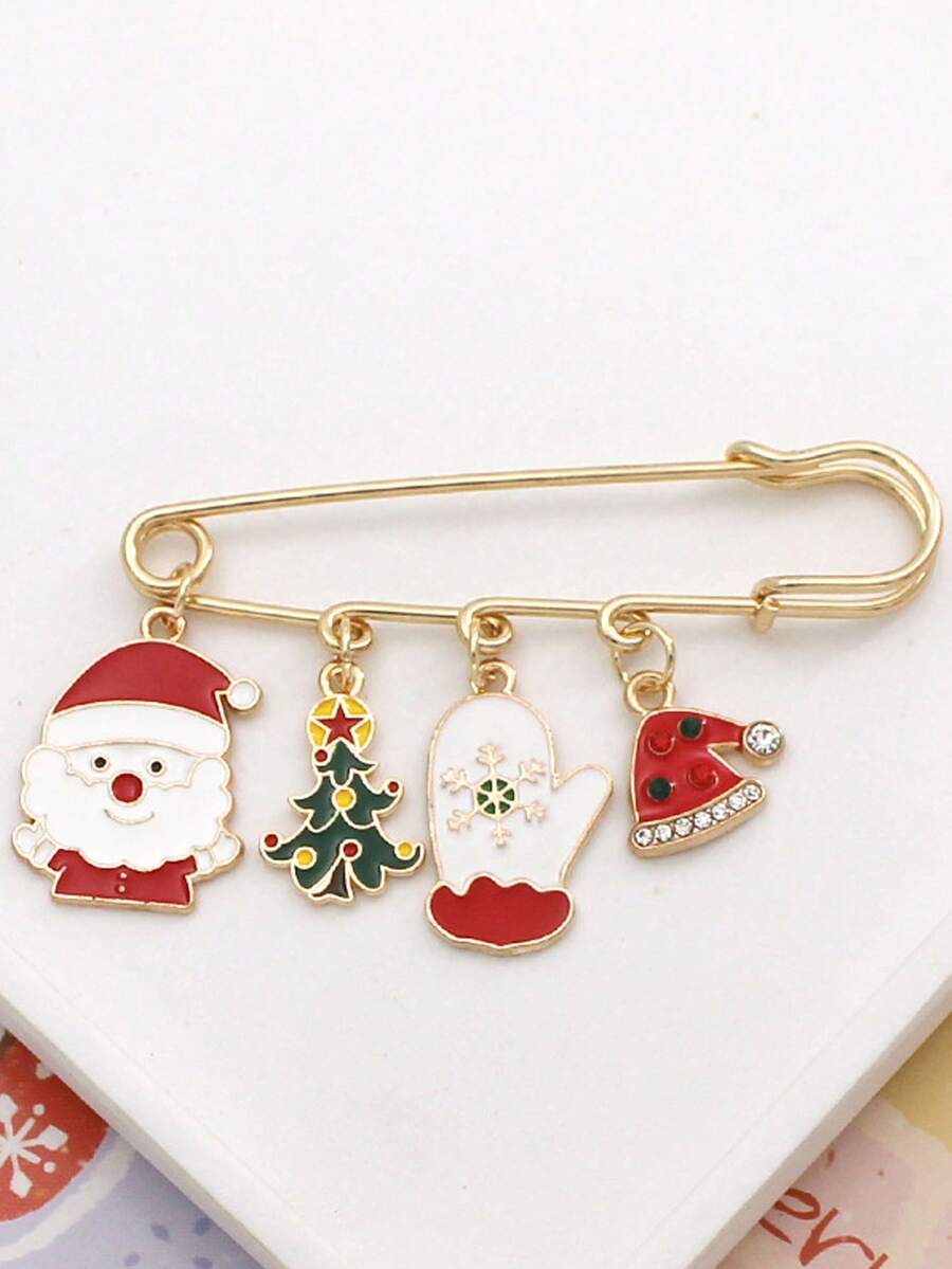 1個聖誕老人卡通造型胸針,衣飾配飾,節慶胸針,聖誕禮物,適合於聖誕節