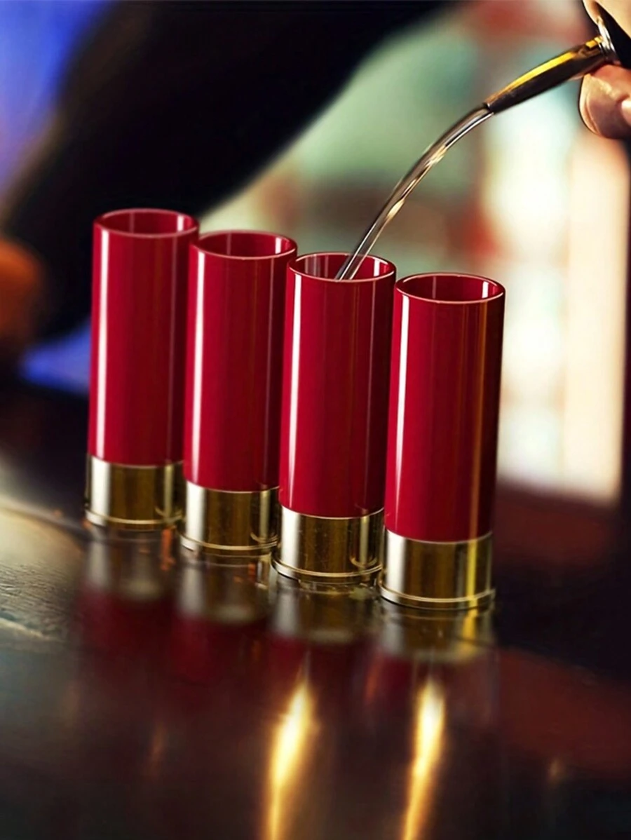 4 Cái/Bộ 12 Gauge Shell Shotgun Shot Glasses Hộp Đựng Hộp Đựng Cốc Uống Nước Cho Săn Bắn Ngày Của Cha Quà Tặng Mới Lạ Cho Cha Kính, Quà Tặng Cho Cha - Đỏ - Xem 1
