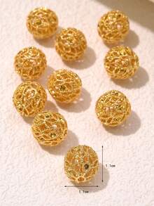 10入組時髦鏤空合金球隔片珠子帶直筒洞適用於女性DIY手環,項鍊,珠寶製作 - 銀色 - 查看 5