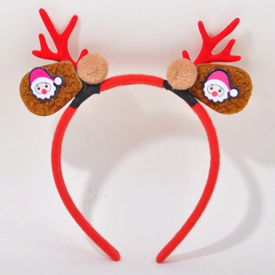 聖誕頭帶毛絨聖誕鹿鹿角女式髮箍森林/童話風格髮飾髮夾髮夾