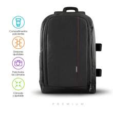 Redlemon Mochila para Laptop y Cámara Fotográfica Premium, con Compartimento para DSLR, Lente, Batería, Cargador y más. Incluye Funda Impermeable, Comp. con Canon, Nikon, Mod. M-3000 (Grande) - Negro - Ver 2