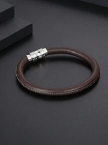 IMI 1 Miếng Nam Nâu Da Thời trang đơn giản Hợp thời Thiết kế Vòng tay - màu nâu - Xem 1