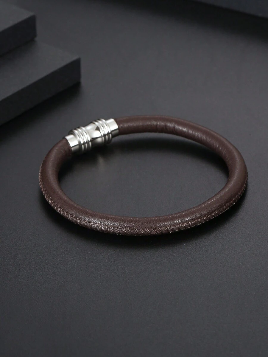 IMI 1 Miếng Nam Nâu Da Thời trang đơn giản Hợp thời Thiết kế Vòng tay - màu nâu - Xem 1