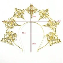 1只金屬太陽女神和光環形頭箍,配有鑽石裝飾,適用於派對 - 金色 - 查看 5