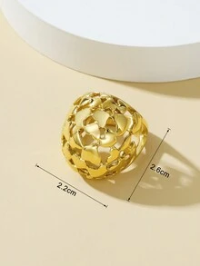 1 件時尚鏤空心形不鏽鋼鑄造戒指女式,適合禮物、派對和日常佩戴