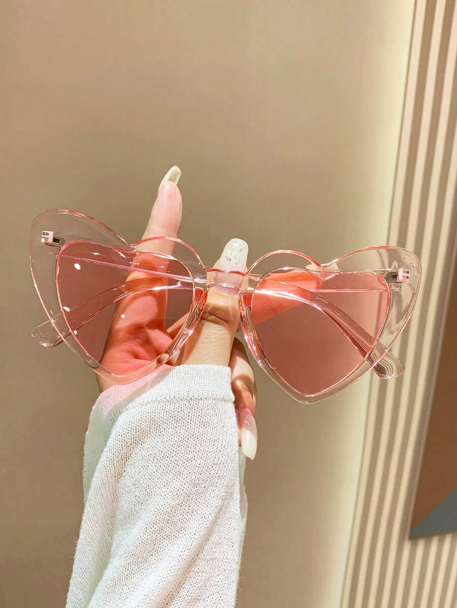 1 件女士趣味粉色心形休闲时尚眼镜适合日常佩戴、聚会和拍照