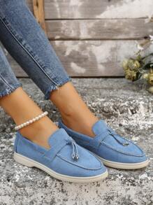 Women's Soft Bottom Penny Loafers Casual Driving Loafers In Large Sizes, Slip-On Design, Comfortable And Versatile - Blue - View 2