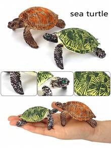 1入組金色海洋動物模型-海龜/玳瑁玩具,實心塑料材質兒童認知禮物家居裝飾 - 金色 - 查看 3