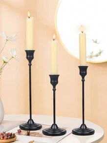 2-12 件黑色烛台，古典金属柱状烛台，现代家居装饰带蜡陷阱，桌面中心 - 法式高瘦，适用于家居装饰、房间装饰、生日装饰、婚礼派对，作为送给朋友、亲密朋友、女性的礼物，冬季礼物，毕业礼物 - 黑色 - 查看 5
