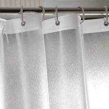 1入組帶有12個塑料掛勾的絲綢圖案淋浴簾,重型eva防水材料,帶襯裡,適用於無異味的浴室,防鏽金屬環扣 - 無色 - 查看 4