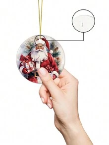 Putuo Decor 1pc Santa Claus Ceramic Hanging Sign, Porcelain Wall Art Decoration Christmas Tree Decor for Home Xmas Party Office Mall Cafe Coffee Shop, 3 X 3 Inches Gifts