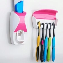 1pc Automatic Wall Mount Toothpaste Squeezing Device Dispenser With Rt5 And Rt2 Slots - Convenient And Hygienic Toothbrush Holder For Bathroom ,Bathroom Organizers & Storage