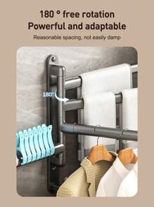 حامل منشفة بحجرتين دوار للحمام 1قطعة، تثبيت حائطي لحامل منشفة بثقوب تركيب