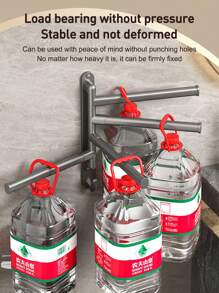 حامل منشفة بحجرتين دوار للحمام 1قطعة، تثبيت حائطي لحامل منشفة بثقوب تركيب