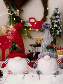 1 件圣诞小矮人，点亮小矮人绿帽滑轮小矮人彩色灯毛绒手工礼物适合节日派对家居圣诞装饰 - 黃色 - 查看 8