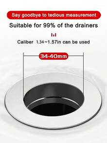 1pc Press Design Sink/basin Drain Plug With Deodorization & Antifouling Effect, Fit For Diameter 1.34~1.57in - Silver - View 3