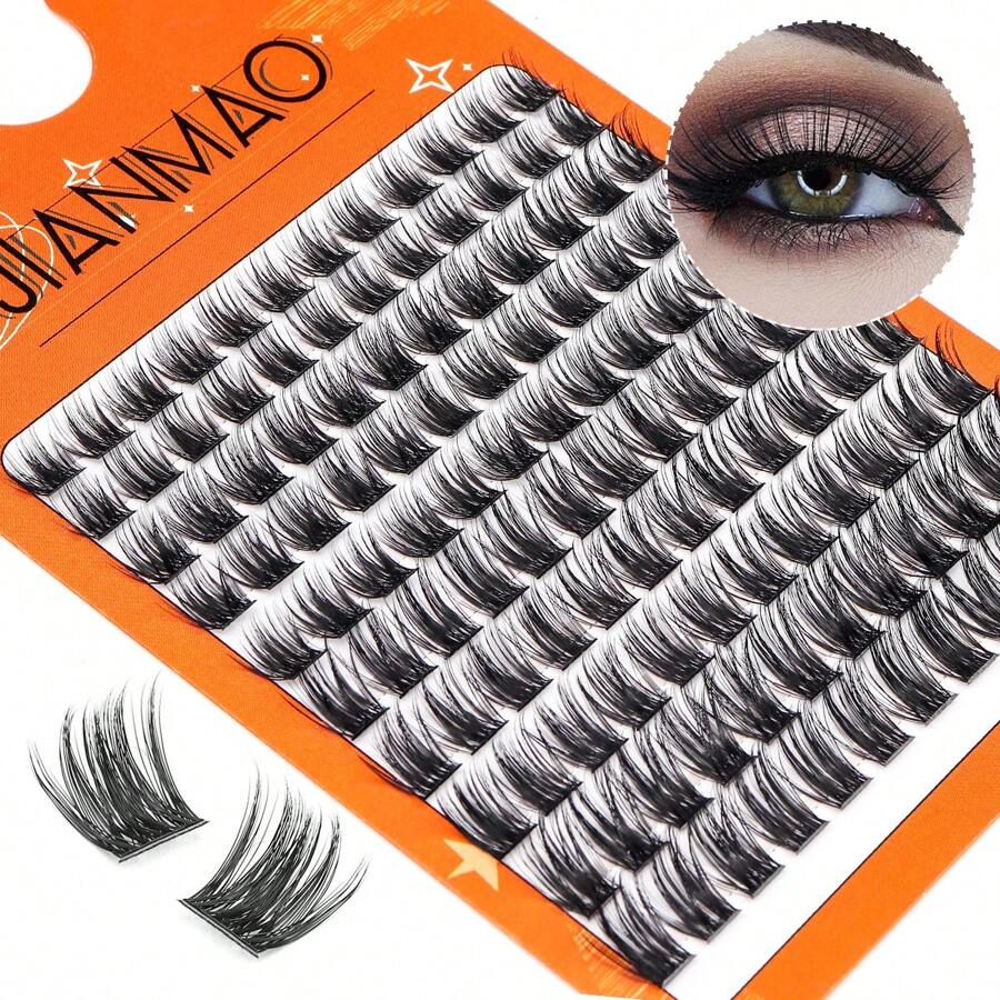 120 piezas de pestañas postizas, racimos de pestañas, mechones alargadores, aptos para lentes de contacto, fáciles de aplicar, pestañas postizas reutilizables para extensión de pestañas DIY, pestañas individuales largas, racimos de pestañas, pestañas individuales, pestañas, pestañas postizas - Naranja - Ver 1