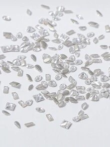 100Pcs/Bag Miniature Flat Bottom Rhinestone Nail Art Decorations, Assorted Shapes Such As Heart And Square In White With Crystal Effects Diy Nail Charms Nail Gems Nail Supplies Nails