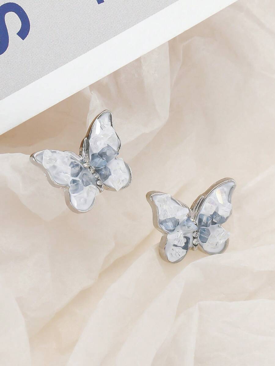 1 đôi Đúng mốt Bướm pha lê Bông tai stud , Retro Và Tinh tế Với A Thiết kế độc nhất Đối với Quý cô Hằng ngày Và Trang phục làm việc - Loại bướm - Xem 1