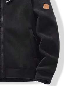 Men's Plush Fleece Hooded Cardigan, Thickened, Outdoor Sports Jacket For Autumn And Winter