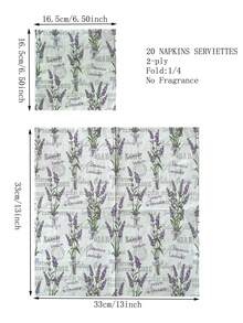 20 cái/bộ Tiếng Pháp In hoa oải hương Khăn ăn 13x13inch Đối với Sinh nhật , Lễ cưới , Ngày lễ Đồ trang trí Và Cung cấp cho buổi tiệc , Thích hợp Đối với , Và Nhà  Sử dụng - Nhiều màu - Xem 2