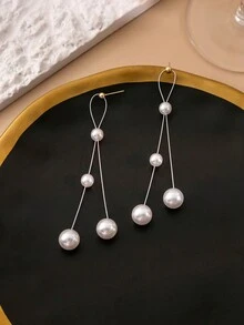 1 Miếng Đỏ  Trân châu Tua Hoa tai - trắng - Xem 5