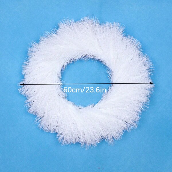 1pc Pampas Grass Wreath, 23.6'' Faux Pampas Wreath for Front Door