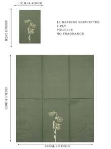 16入組高檔綠色百合熱壓晚餐餐巾,15.7x13英寸,適用於派對裝飾、婚禮、茶會、生日、餐廳和旅館使用 - 墨綠色 - 查看 2