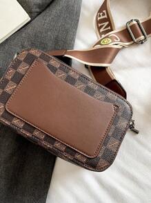 2024新款時尚女款小方形斜挎包,復古相機風格,多功能休閒肩背包 - 咖啡棕 - 查看 9