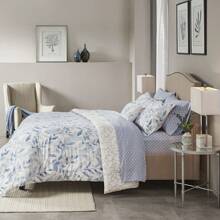 Reversible 8 Piece Comforter Set With Bed Sheets - Blue - View 8