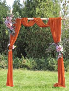 1入340*90cm橙色紗簾,桌旗,生日派對,婚禮裝飾桌布,婚禮拱門裝飾