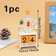 1pc  Christmas Tree Countdown Calendar ,Christmas Countdown Decoration Ornament,Wooden Christmas Countdown Calendar Ornament - White - View 2