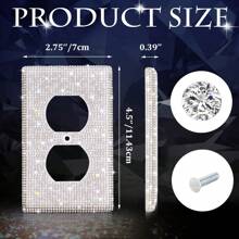 1 cái Vỏ công tắc bằng kim cương sáng bóng Vỏ công tắc Nắp ổ cắm Tường Nắp công tắc Nắp công tắc Bling trang trí (Bạc, Ổ cắm song công) - thâm nhập gấp đôi - Xem 2