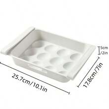 1pc 12 Lattices Drawer Egg Rack For Fridge, Refrigerator Storage Rack, Egg Storage Organizer, White - White - View 3