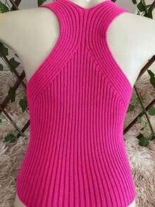 Women Knit Tops - 玫瑰紅 - 查看 2