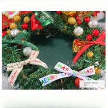 1卷=5m 9mm聖誕樹和花圈印花多彩緞帶,適用於衣物,帽子,家居裝飾,禮品包裝