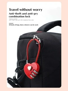 紅色心形密碼鎖,女性禮物,象徵愛和同步的心跳-適合背包、手提袋和行李箱