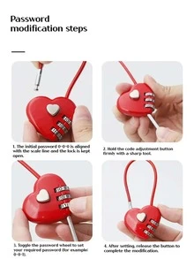 紅色心形密碼鎖,女性禮物,象徵愛和同步的心跳-適合背包、手提袋和行李箱
