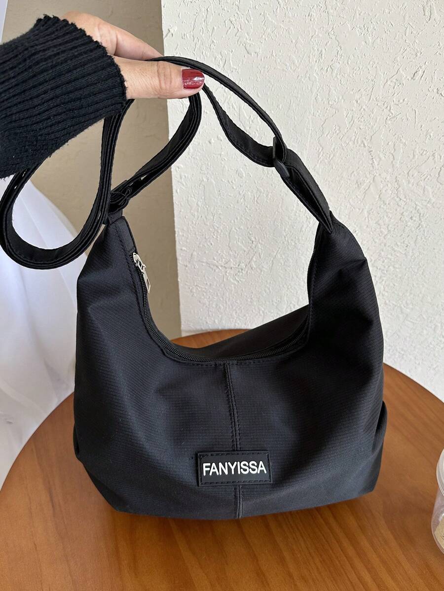 黑色時尚簡約女士斜背包 - 黑色 - 查看 1