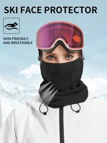 Sun Protective Anti UV Windproof Neck Guard Seamless Nylon Ski Face Mask Ski Mask - Black - View 5