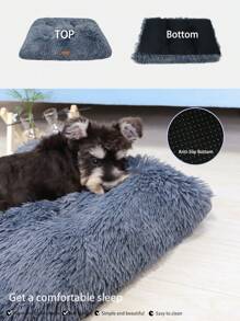 1PC Washable Plush Pet Crate Bed For Dog Anti-Slip Pet Mat Bed For Cat Fluffy Comfy Pet Sleeping Mat For Large, Medium, Small Dogs Breeds ,Please Arrange It By Hand Before Use, And It Is Recommended To Buy One Size Larger. - Dark Grey - View 5
